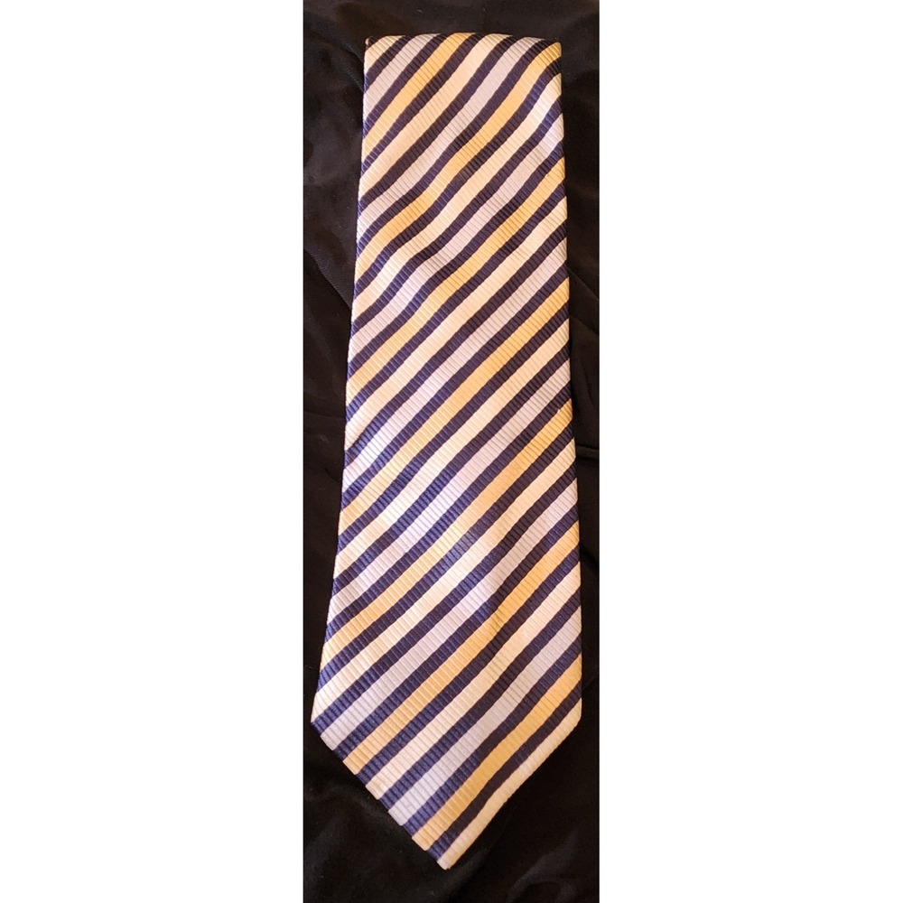 Mario Masotti Tie Mens OS Blue Gold Striped Excellent Silk Blend Business Formal